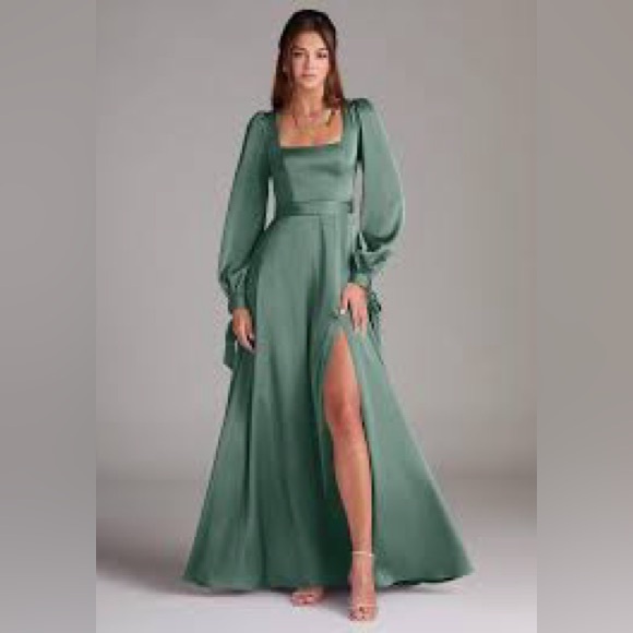 Azazie maxi satin dress sz l - Picture 2 of 12